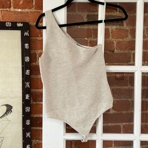 A&F One Shoulder Bodysuit, Light Grey